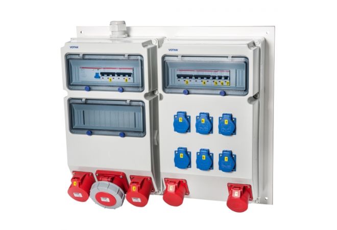 VOTHA WETZLAR wandverdeler SIEMENS REG - bedraad met 1x CEE 63A, 2x CEE 32 A, 2x CEE 16 A, 6x WCD'S 230 V en 1x Aardlekschakelaar 63 A 400 V (4P) 058.226.2230-1-SI