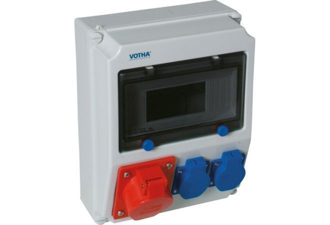 VOTHA WORMS wandverdeler - onbedraad zonder automaten met 1x CEE 16 A, 2x WCD'S 230 V ~ 062.012.0000 - EAN: 4028232062715