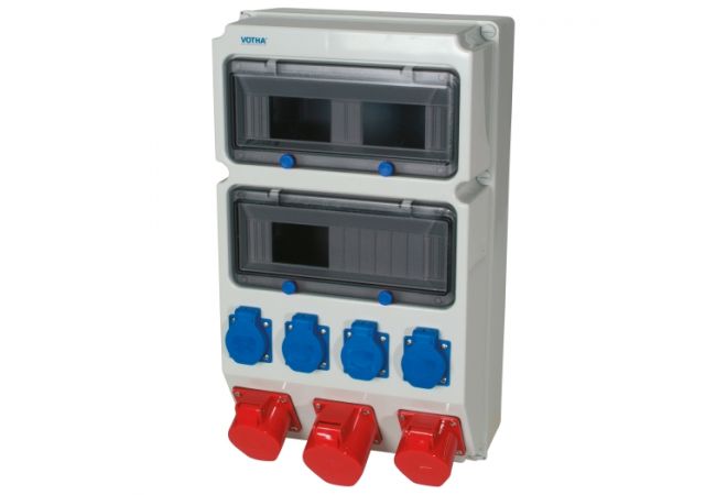 OTHA WUPPERTAL wandverdeler - onbedraad zonder automaten met 1x CEE 32 A, 2x CEE 16 A, 4x WCD'S 230 V - 065.124.0000 - EAN: 4028232051238