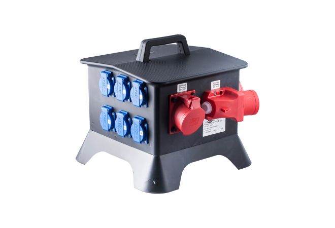 Keraf 104482 Zwerfkast Ypsilon KE25-1 | Volrubber Verdeelkast KE25-1 | doorlus 32A 5p 400V 2x CEE 32A 4p 400V 6x schuko 16A 2p+RA 230V - JSK Handelsonderneming