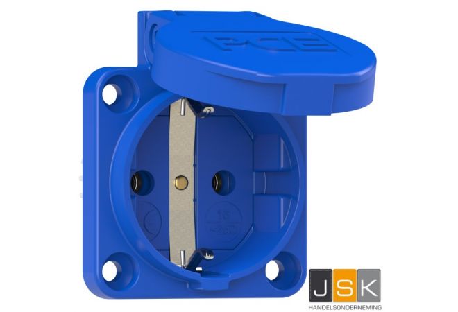 Vervangings inbouw contactstop IP 54 blauw, flensmaat: 50 x 50 mm, incl. dunne flensdichting, afstand tussen de bevestigingsgaten: 38 x 38 mm, 601.050 Blauw PCE 105-0b