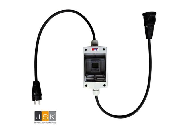 Mobiele Digitale Elektriciteitsmeter - gekalibreerd - (met reset) IP54 - 230V Schuko stekker naar 230V Schuko koppeling -IP54 bescherming - spatwaterdicht