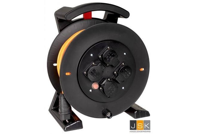 JUMBO kabelhaspel 2.0 in zwart, 4 contactdozen, H07BQ-F 3G2,5 mm², 40 m - 2211.114.7408