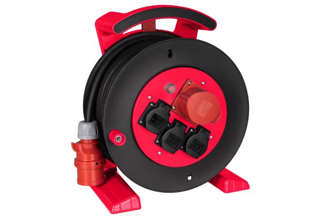 JUMBO kabelhaspel 2.0 in zwart, 3 contactdozen, 1 CEE contactdoos, H07RN-F 5G2,5 mm², 25 m - 2241.413.2251.23