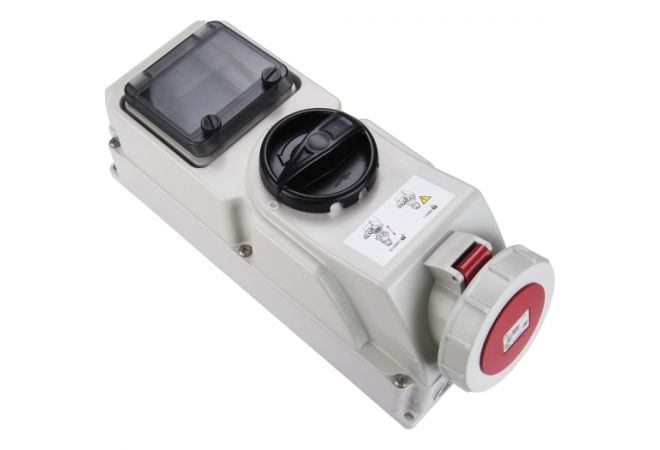 76252-6/677.2526 PCE geschakelde vergrendelde contactdoos 32A 3P+N+E 400V IP67 40A 30mA RCD 76252-6-RCD | Mechanische vergrendeling | EAN-Code: 4028232060858