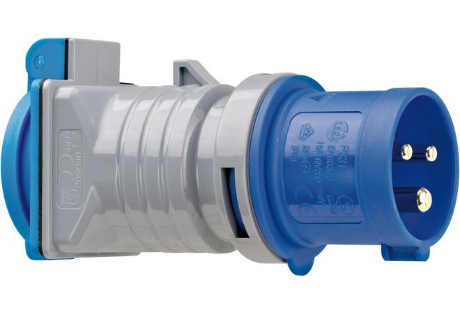 CEE Adapter/stekker/doos IP44 3-polig (2P+E) 230 V/16 A Schuko type F blauw 230 V/16 A optimaal voor camping 163162 - 9433100