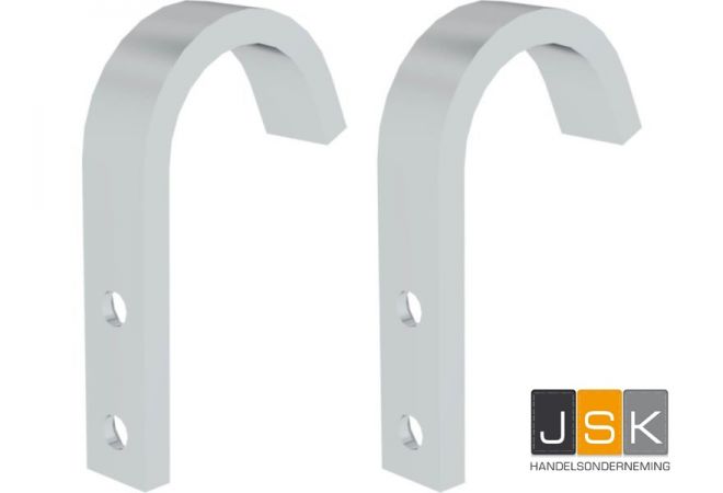 Gedotec Wandhouder - universele haak verzinkt staal | 2 stuks ladderhaken gebogen 30 x 90 mm | apparaathaak incl. bevestigingsmateriaal | multifunctionele haak van metaal | wandhaak om te schroeven