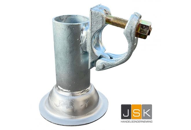 Buisvoetplaat, losse pallet voet 60,3mm naar 48,3mm rond inclusief aangelast boutkoppeling 48,3mm
