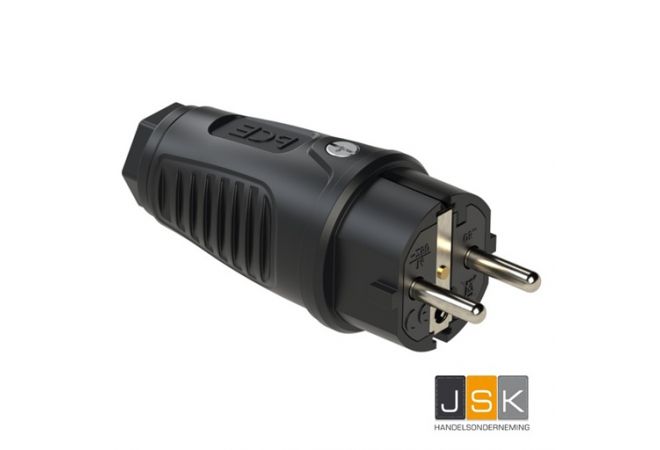 Volrubber stekker 16A 2p + randaarde + penaarde met zwarte ring, nominale spanning: 250V~ nominale stroom: 16A - 802.410.01/106683/0522-SS