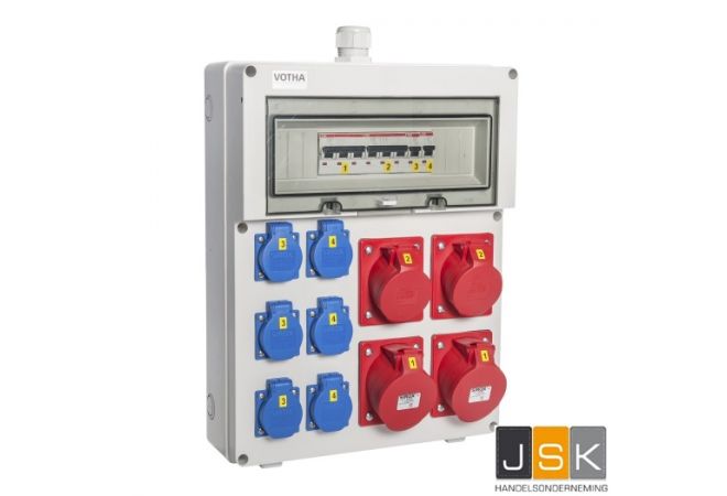 Bouw-wandverdeler VOTHA WIESBADEN - bedraad met 2x CEE 16A, 6x WCD'S 230V - EAN: 4028232429624 - 083.046.0231