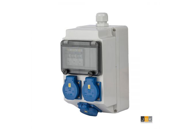 107741 KE9100 Kunststof wandkast Lech 3xSchuKo Aut C-kar 3x16A 1p+N wartel M25 3 x automaat 16A 1p+N C-kar - Keraf