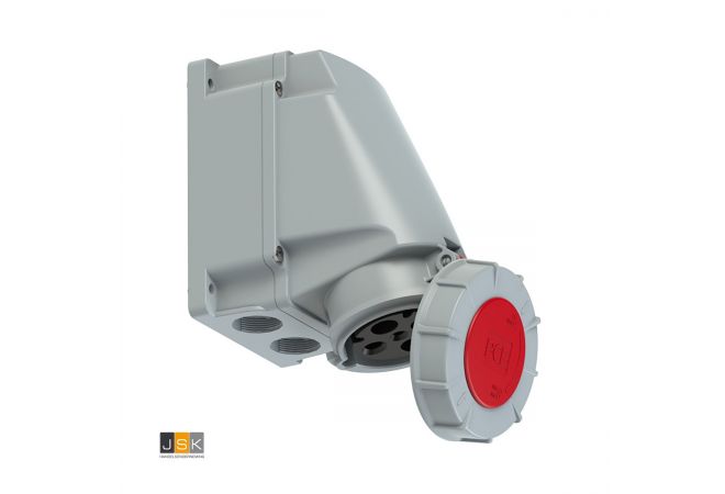 Keraf PCE 134-6 CEE-wandcontactdoos 4-polig 63A type 400 V | (3P+E) 6h IP67 TWIST | Rood/grijs Keraf 102631 Keraf PCE 134-6 CEE-wandcontactdoos 4-polig 63A type 400 V | (3P+E) 6h IP67 TWIST | Rood/grijs Keraf 102631