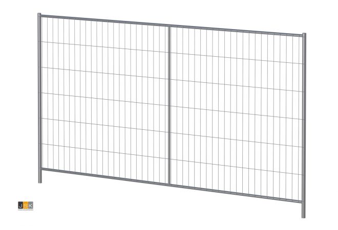 Bouwhek naverzinkt, kwalitatief perfect hek, extra verticale middenbuis zorgt voor meer stabiliteit en stijfheid, 3.500x2.000 mm - verpakkingseenheid 64 stuks af fabriek excl. transport