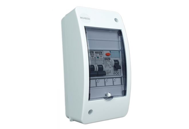 Stroomverdeler/Zekeringkast 230V met aardlekschakelaar 40A 2P en B16A, B10A - 1446.10A|16A|B|Fi40A