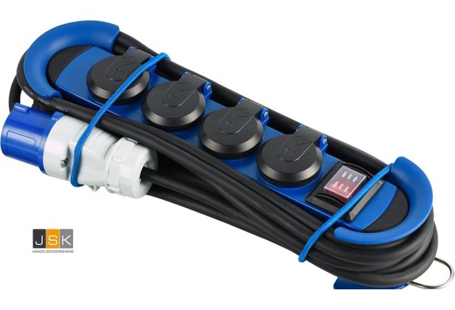 Professionele stekkerdoos/verlengstuk voor buitengebruik, CEE-stekker, CEE-stopcontacten + 3 Schuko-stopcontacten, 10 m rubberen kabel H07RN-F 3G1,5, geschikt voor op de camping, Electraline 62575 Professionele stekkerdoos/verlengstuk voor buitengebruik, CEE-stekker, CEE-stopcontacten + 3 Schuko-stopcontacten, 10 m rubberen kabel H07RN-F 3G1,5, geschikt voor op de camping, Electraline 62575