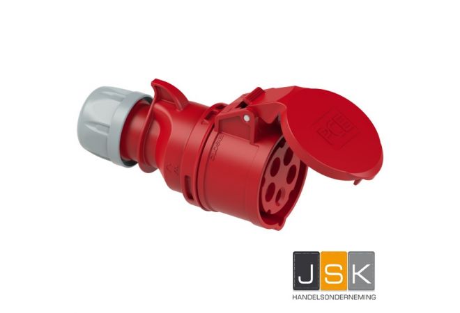 102737 - 225-6 CEE contrastekker 32A 5p 400V 6h rood IP44 Shark - CEE-koppelcontactstop-EC001320