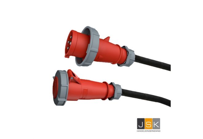 CEE Reefer verloop adapter kabel 0,5 meter 32A 4p 3h Male => 32A 5p 6h Female, 380-400V - 325324/3h