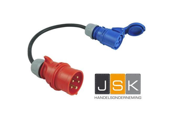 325=>163 Walstroom verloop adapter kabel Mastervolt, CEE 32A naar schuko 16A (Max. 3600W), ongezekerd