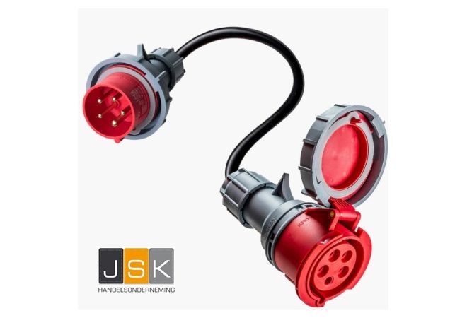 325>165 IP67 Dé Adaptateur CEE 16A vers 32A | 400V Triphasé | Adaptateur Courant Fort 16A Mâle vers 32A Femelle | 5 Broches, Etanche IP44 pour Rallonge Electrique, EV Chargeur 1446.325165