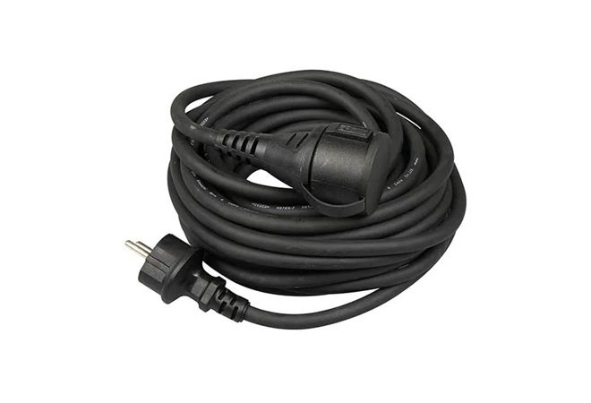 Verlengkabel 10 meter 3x1,5 mm² H07RN-F met volrubber stekker en contrastekker, 41068