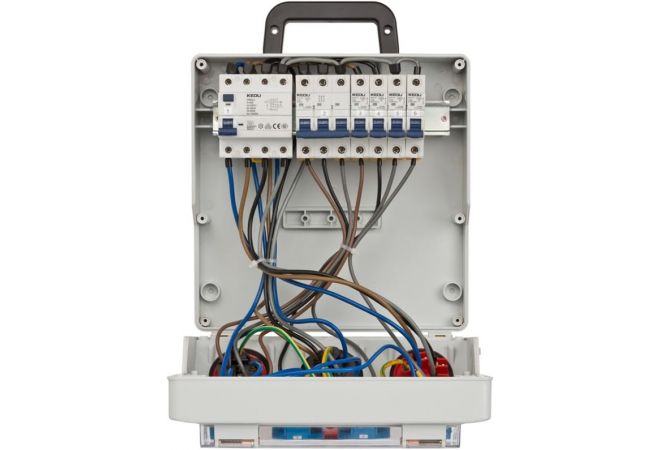 1154890020 Brennenstuhl Wandverdeler IP44 (stroomverdeler voor Wandbevestiging 32 A, met FI-Persoonlijke Veiligheidsschakelaar 30 mA), Lichtgrijs/Zwart, 1154890020