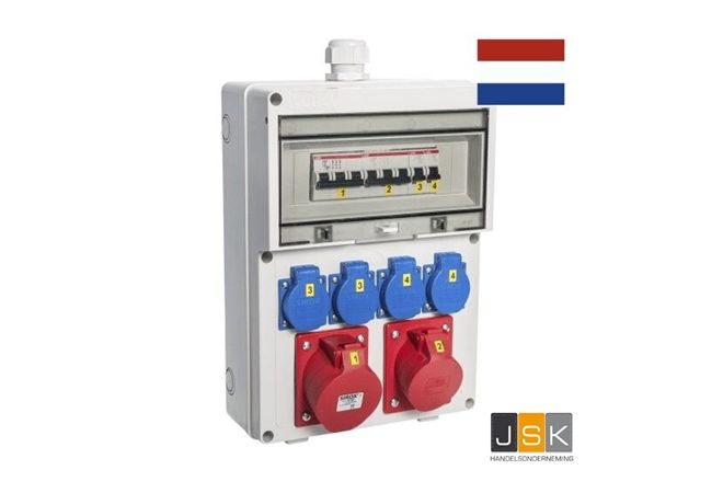 VOTHA WÜRZBURG wandverdeler - bedraad met 1x CEE 32 A, 1x CEE 16 A, 4x WCD'S 230 V - EAN: 4068773501076 - NL61.114.1120