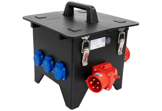 Volrubber verdeelkast, Ingang en doorlus: CEE 32A 5p 6h 400V via onderzijde, Afgaand: 6x Schuko 16A 2p+RA 230V, 2x CEE 32A 5p 6h 400V POWER X-LINE L - NLXL.306.1032-1