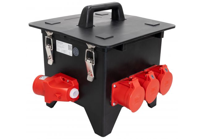 Volrubber verdeelkast POWER X-LINE L, CEE 32A 5p 6h 400V via onderzijde, 6x Schuko 16A 2p+RA 230V, 2x CEE 32A 5p 6h 400V - NLXL.306.1031-1