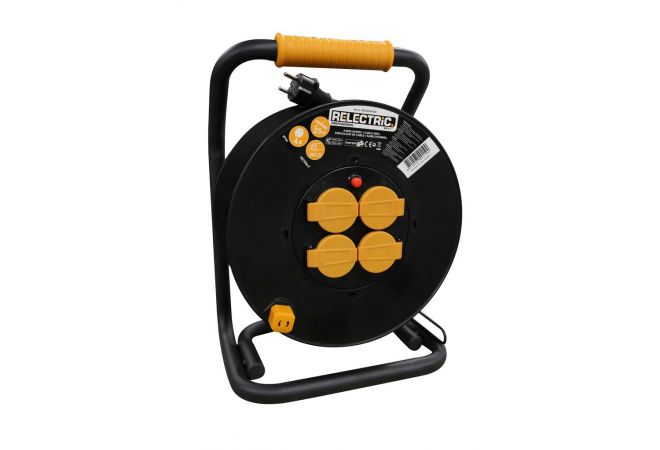 Relectric kabelhaspel open 4-voudig met randaarde IP44 25 meter neopreen H07RN-F 3x2.5mm2 (RELEC493104)