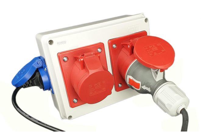 2xCEE16A|2x230V|H CEE Stroomverdeler. 2x CEE 16A 5 polig 400V met 2x Schuko 230V contactdoos combinatie. IP44 Bouwstroomverdeler, perfect voor werkplaatsen, garages en loodsen. 1446.2xCEE16A|2x230V|H 2xCEE16A|2x230V|H CEE Stroomverdeler. 2x CEE 16A 5 polig 400V met 2x Schuko 230V contactdoos combinatie. IP44 Bouwstroomverdeler, perfect voor werkplaatsen, garages en loodsen. 1446.2xCEE16A|2x230V|H