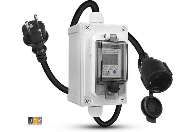 Mobiele digitale stroommeter 230V IP67 stroomverbruikmeter mobiele outdoor KWH stroommeter stopcontact met led/reset stroomverbruik meter voor campers, elektrische voertuigen en huishoudens