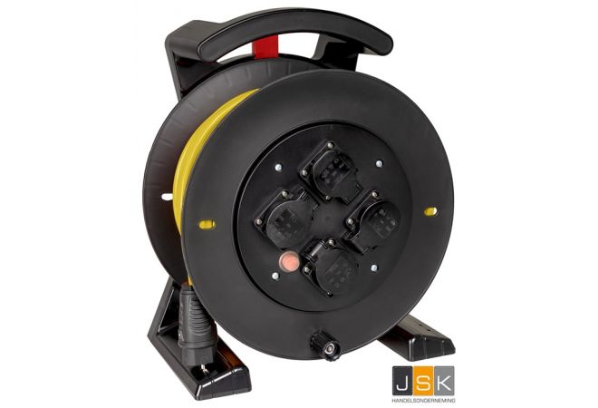 JUMBO kabelhaspel 2.0 in zwart, 4 contactdozen, H07BQ-F 3G1,5 mm², 40 m - 2211.114.6405