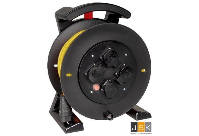 JUMBO kabelhaspel 2.0 in zwart, 4 contactdozen, H07BQ-F 3G2,5 mm², 40 m - 2211.114.7405