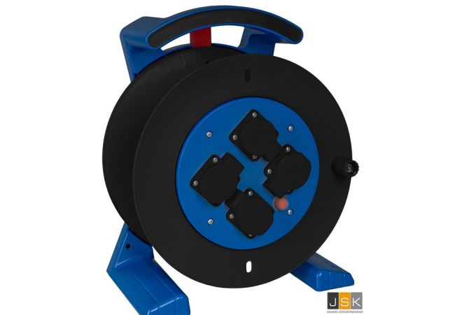 JUMBO® L lege kabelhaspel met 4 contactdozen zwart/blauw Zwart - 2261.614