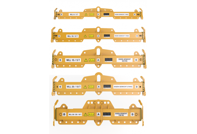 Uitschuifbare evenaar 15 / 5 Ton, Lengte (mm) 2450 – 6000, Min-Max draaglast (kg) 2450 – 6000kg, Eigen gewicht (kg) 423kg, type 2530UES15-5T
