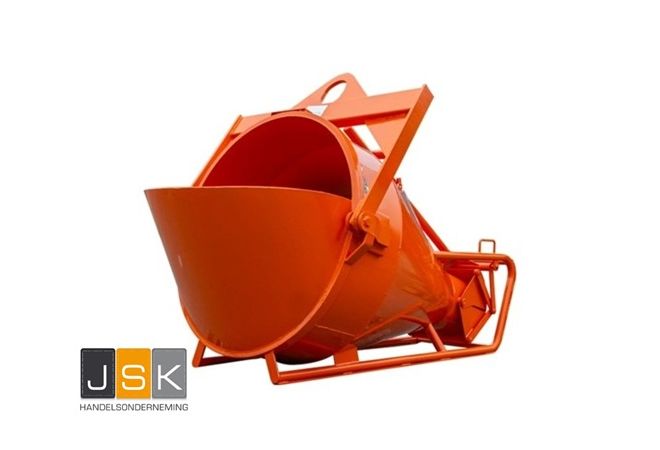 Beco beton(stort)kubel 300 liter origineel liggend, onderlossend, eigengewicht van 115 kilogram en een maximale massa last van 835 kilogram