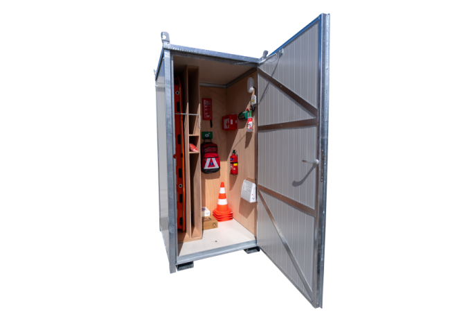 EHBO container unit | BHV container unit infra | AED Container Infra | Mobile EHBO Container Post | Basic uitvoering | KV1