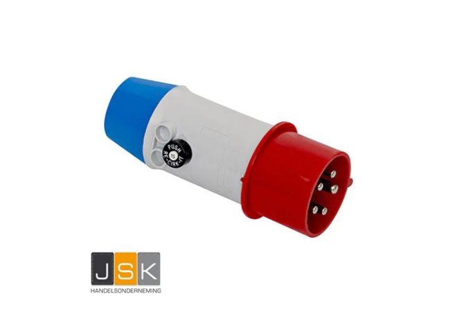 325>165 CEE-adapterstekker 32A 400V op schuko koppeling 16A 230V met zekering automaat 15A - SL 3035 A