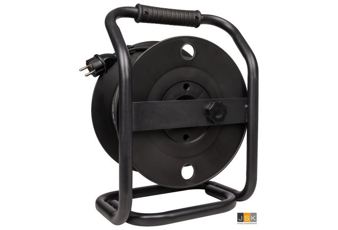 Kabelhaspel - bouwhaspel 25 meter, voorzien van thermische beveiliging, rubber neopreenkabel H07RN-F3G1,5 mm² zwart, spatwaterdicht - 1446.90304 [CLONE]