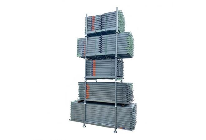 Vlonderpallet 1250 × 1020 × 895 mm, volledig thermisch verzinkt, voor stalen vlonders met een breedte van 30 cm en biedt plaats aan maximaal 30 vlonders