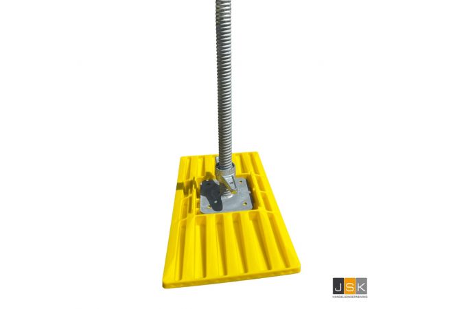 Kunststof slof voor voetspindel met grondplaat tot 160x160mm, Geschikt voor 7.5 ton belasting op vlakke ondergrond, afmeting 495×295 mm, stapelbaar