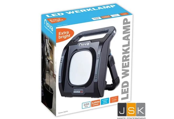 Nova professionele LED werklamp 100W 6500K (daglicht) 11.500 lumen met 2 stopcontacten 230V IP54 - 81272