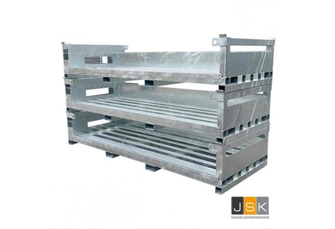 Combipallet bouw-hekken 3000×1200, inclusief ruimtes voor bouwhekschoren, bouwhekblokken, bouwhekklemmen en de bouwhekpinnen te transporteren 1446.10000090
