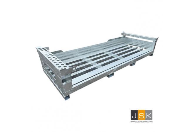 Combipallet 27, inclusief ruimtes voor bouwhekschoren, bouwhekblokken, bouwhekklemmen en de bouwhekpinnen afm. 3000×1200 1446.10000090