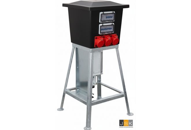 Kunststof verdeler QUATRO met klemmenkast, Afgaand: 6× Schuko 16A 2p+RA 230V - 3× CEE 32A 5p 6h 400V - NL2F.1306.03032-1