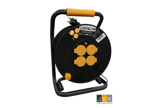 Professionele bouwhaspel / kabelhaspel, 25 meter 3G1.5 H07RN-F IP44 voorzien van thermische beveiliging - 492190