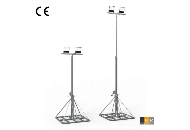 Lichtmasten 6 - 12 meter uitschuifbaar - telescopisch - CE-gekeurde handlier - 2-delige mast van 6 tot 12 meter - Vloeroppervlak 182 x 182 cm