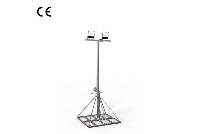 Mobiele camera beveiligingsmasten - 2-delige lichtmast van 3 tot 6 meter - CE-gekeurde handlier - Volledig gegalvaniseerd - Gewicht 113 kg - Afmetingen 150 × 150 × 300 cm