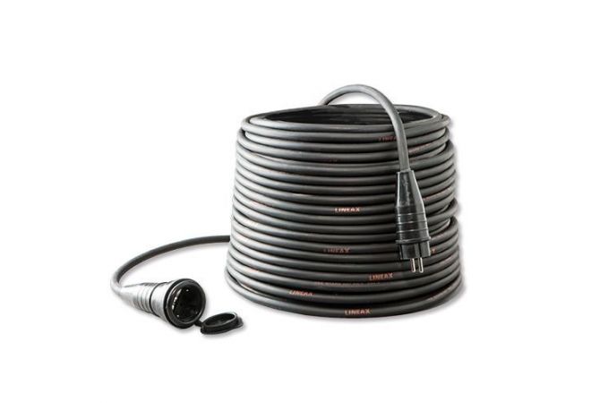 Verlengkabel 2 meter H07RN-F 3G2,5 randaarde volrubber contactstop met gecombineerde rand- en penaarde en koppelcontactstop met randaarde, 107706R/P