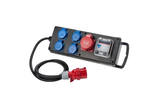 Volrubber verdeelbox "GOTHA" 1x CEE-stekker 16 A, 400 V~, 6 h, 4x Contactdoos 230 V~ - 052.014.0001 - JSK Handelsonderneming